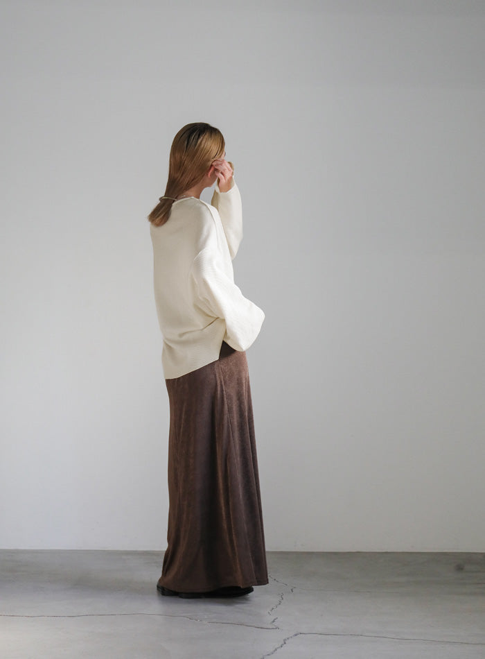 キーネックワッフルトップス