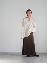 キーネックワッフルトップス