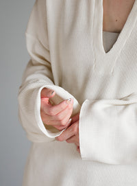 キーネックワッフルトップス