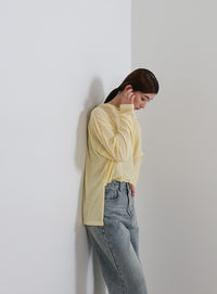 スラブシアークルーネックトップス