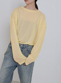 スラブシアークルーネックトップス