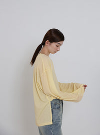 スラブシアークルーネックトップス