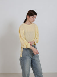 スラブシアークルーネックトップス