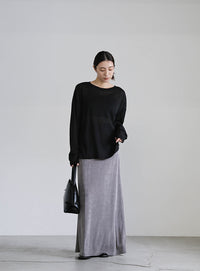 スラブシアークルーネックトップス