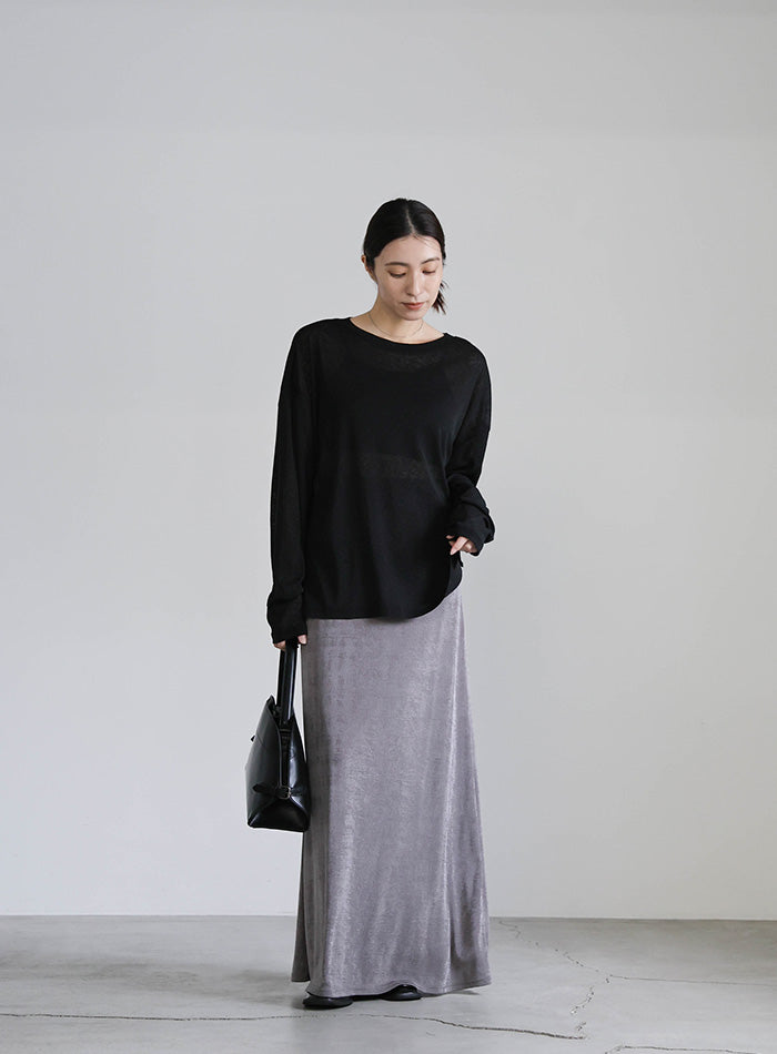 スラブシアークルーネックトップス