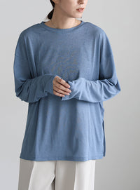 スラブシアークルーネックトップス