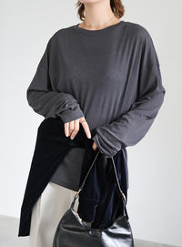 スラブシアークルーネックトップス