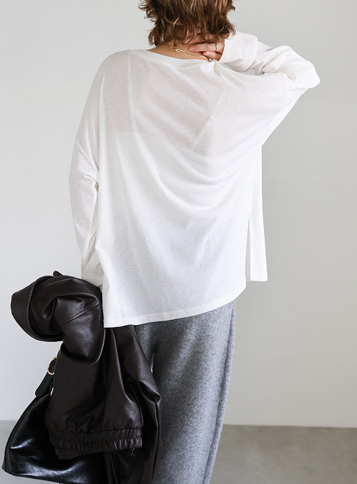 スラブシアークルーネックトップス