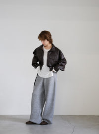 スラブシアークルーネックトップス