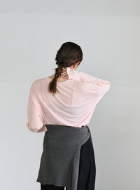 スラブシアークルーネックトップス