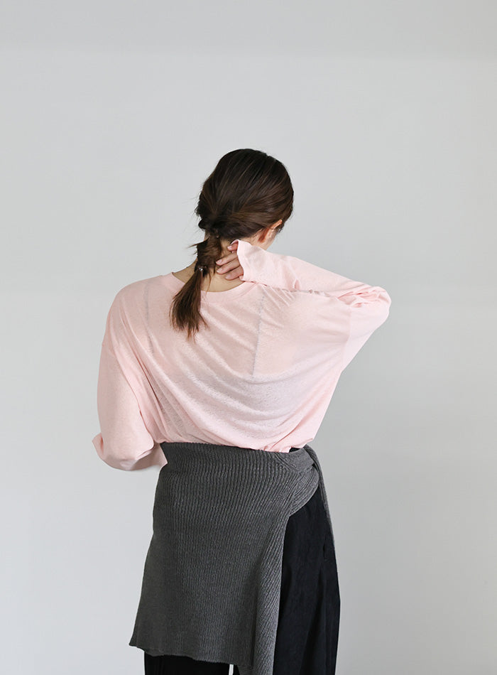 スラブシアークルーネックトップス