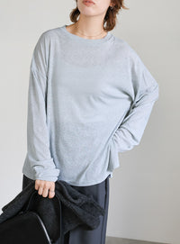 スラブシアークルーネックトップス