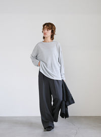 スラブシアークルーネックトップス