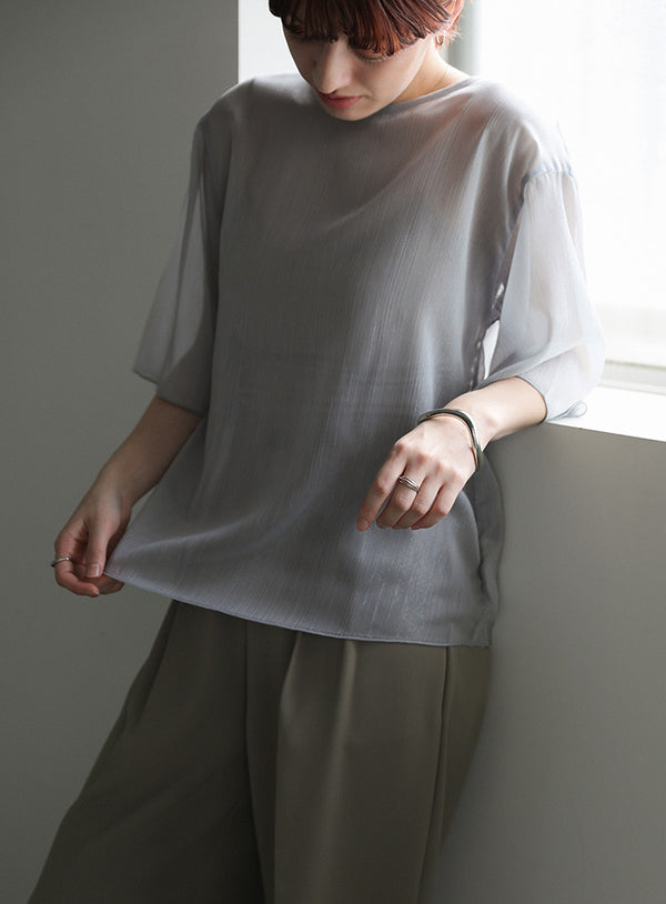 ラメシアーハーフスリーブブラウス【SALE】