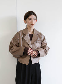 フェイクレザーショートジャケット