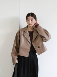 フェイクレザーショートジャケット