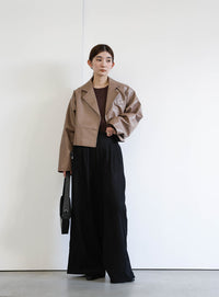 フェイクレザーショートジャケット