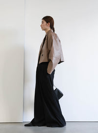 フェイクレザーショートジャケット