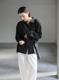 カットレースジャガードシャツ