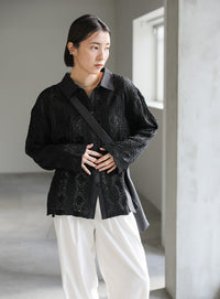 カットレースジャガードシャツ