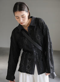 カットレースジャガードシャツ