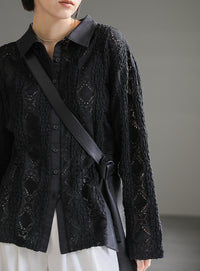 カットレースジャガードシャツ