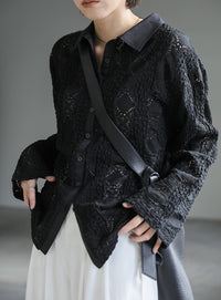 カットレースジャガードシャツ