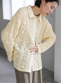 カットレースジャガードシャツ