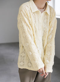 カットレースジャガードシャツ