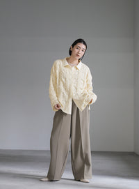 カットレースジャガードシャツ