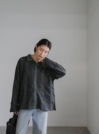 カットレースジャガードシャツ