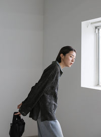 カットレースジャガードシャツ