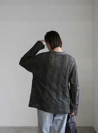 カットレースジャガードシャツ