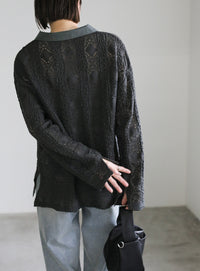 カットレースジャガードシャツ