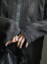 カットレースジャガードシャツ