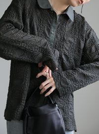 カットレースジャガードシャツ