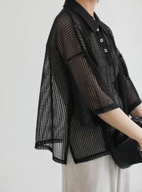 メッシュカットポロトップス【SALE】