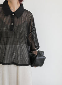 メッシュカットポロトップス【SALE】