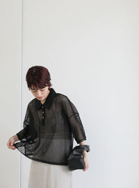 メッシュカットポロトップス【SALE】