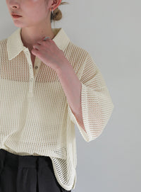 メッシュカットポロトップス【SALE】
