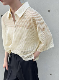 メッシュカットポロトップス【SALE】