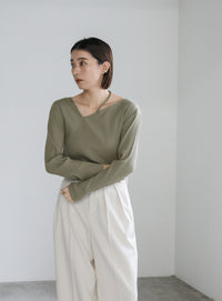 ネックデザインテレコトップス【SALE】