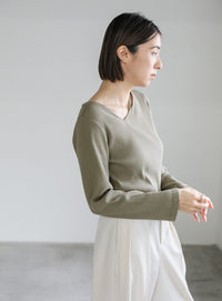 ネックデザインテレコトップス【SALE】