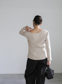 ネックデザインテレコトップス【SALE】