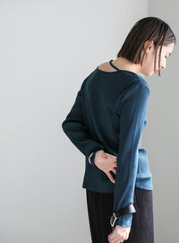 ネックデザインテレコトップス【SALE】