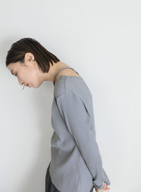 ネックデザインテレコトップス【SALE】