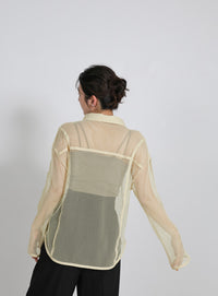 パイピングメッシュシャツ