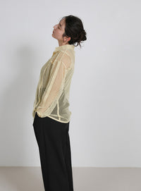 パイピングメッシュシャツ