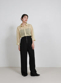 パイピングメッシュシャツ