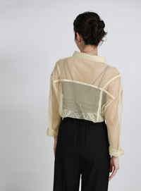 パイピングメッシュシャツ